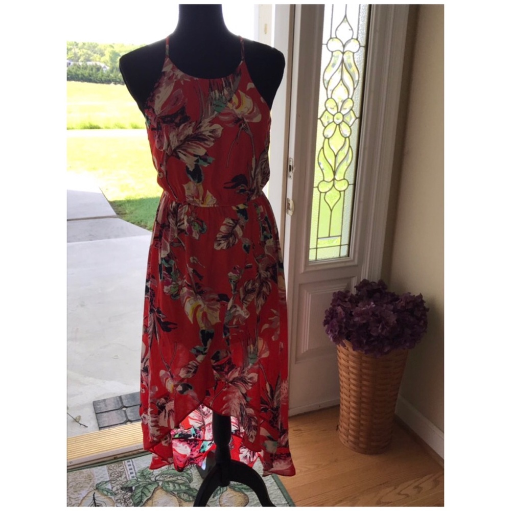 SHE & SKY HALTER FLORAL WRAP MIDI DRESS - Picture 5 of 8